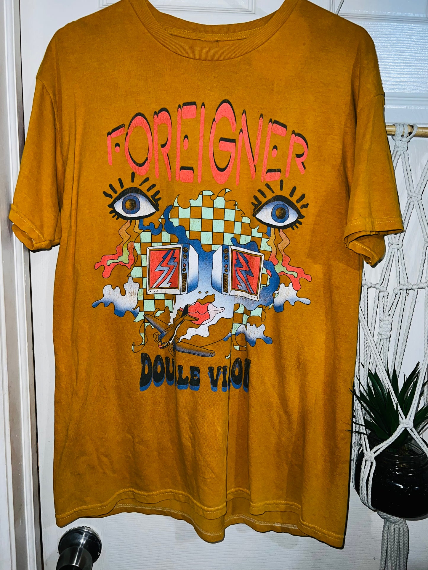 Foreigner “Double Vision” Oversized Distressed Tee