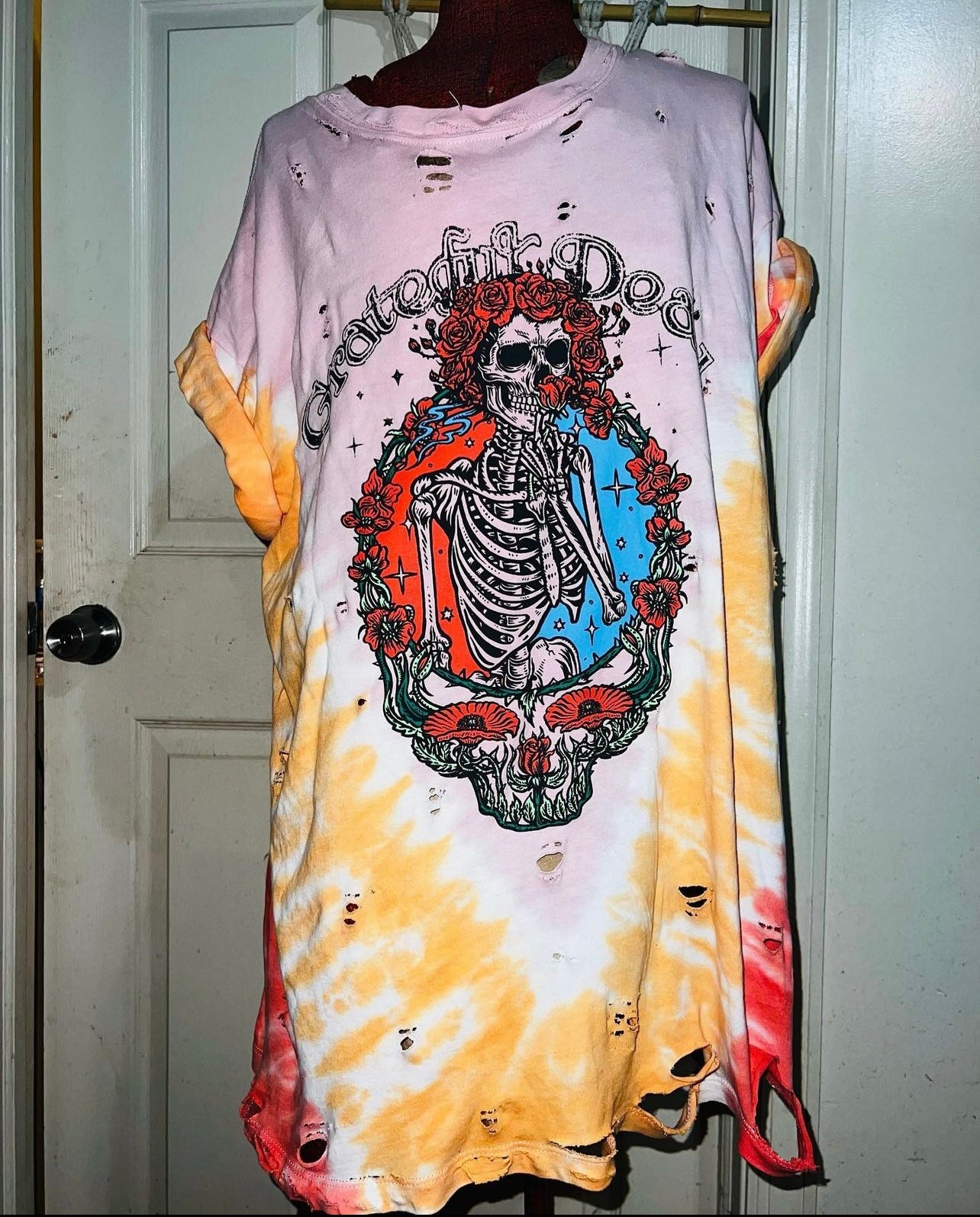 Tie Dye Grateful Dead Oversized Distressed Tee (customizable)