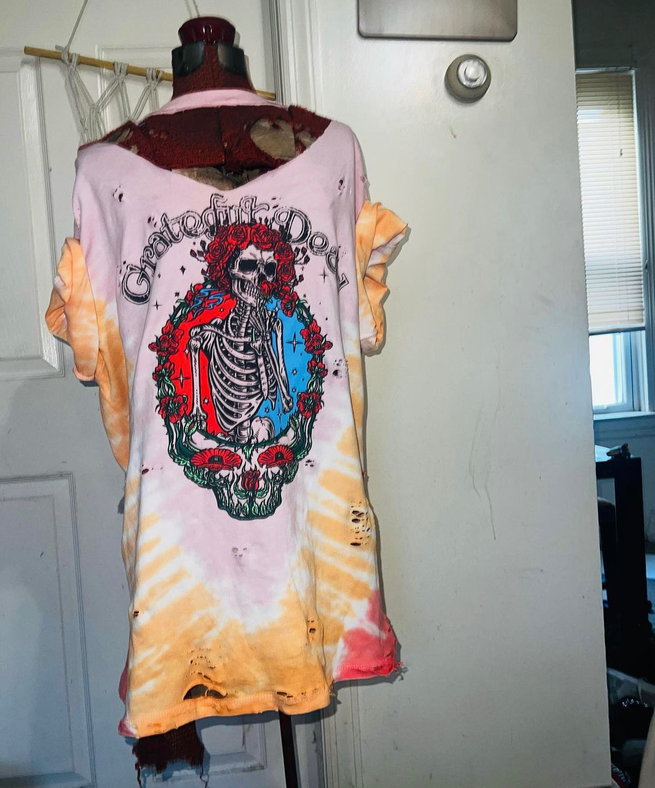 Tie Dye Grateful Dead Oversized Distressed Tee (customizable)