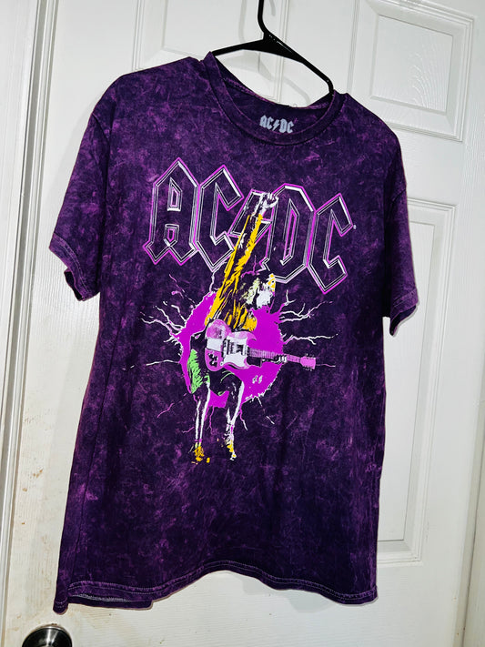 AC/DC Purple Acid Wash Oversized Distressed Tee