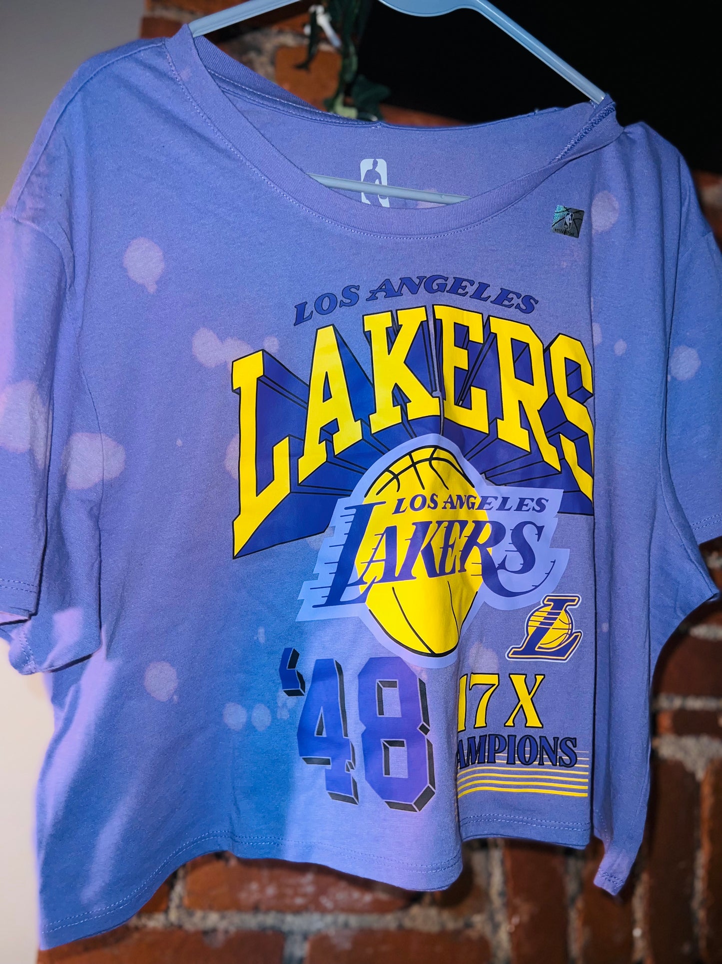 Los Angeles Lakers Cropped Distressed Tee (customizable)