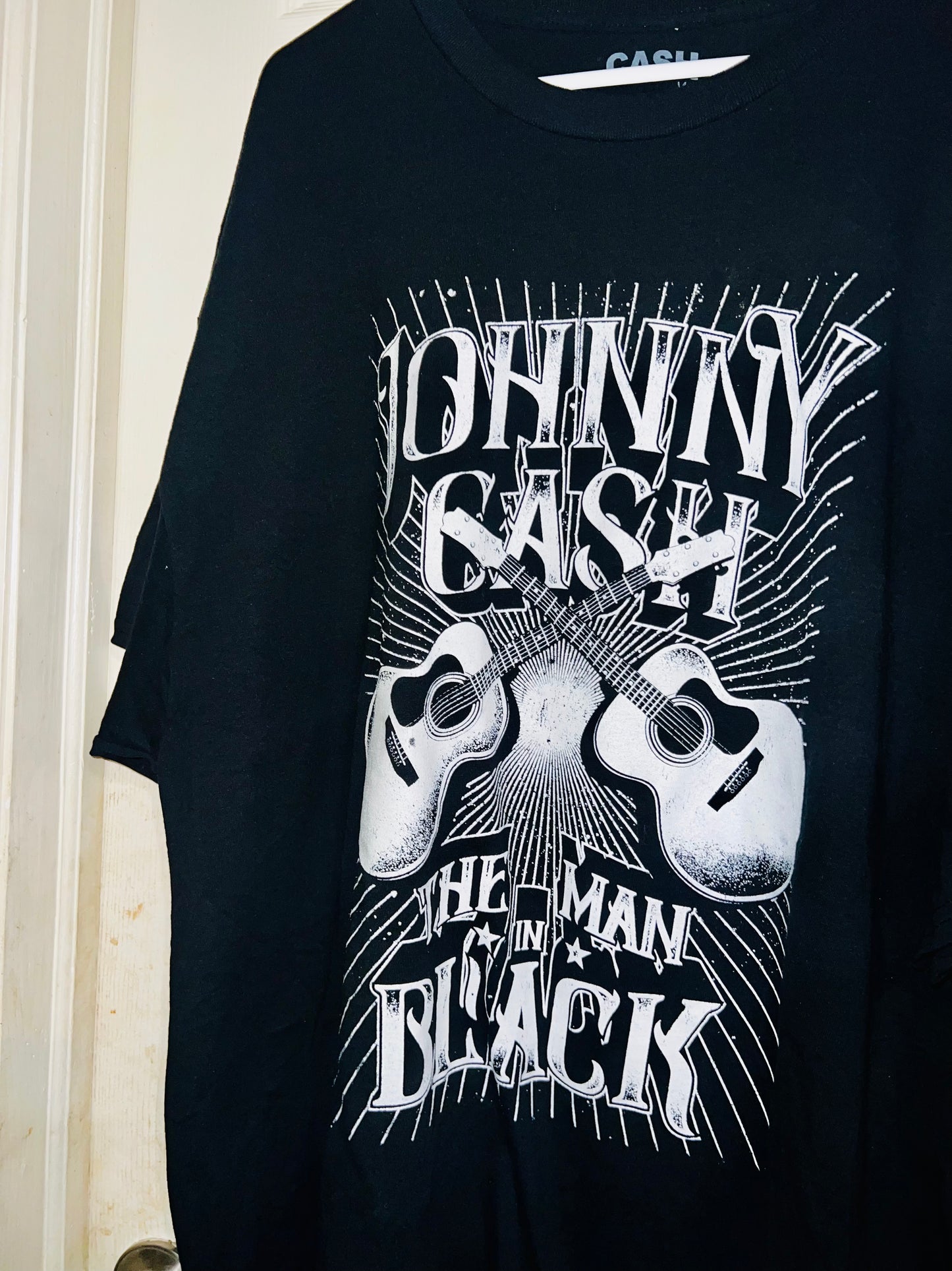 Johnny Cash “Man in Black” OS Distressed Tee