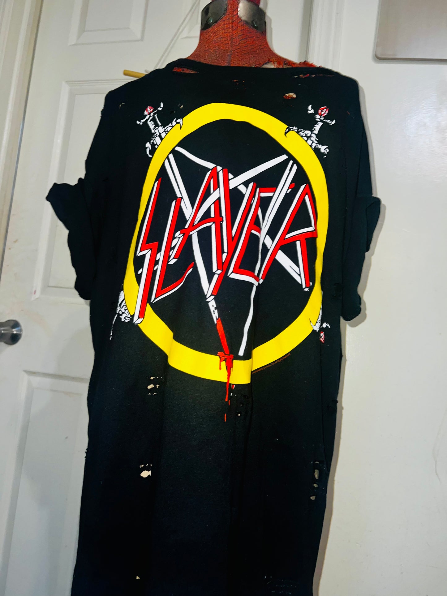 Slayer Distressed Oversized Double-Sided Tee