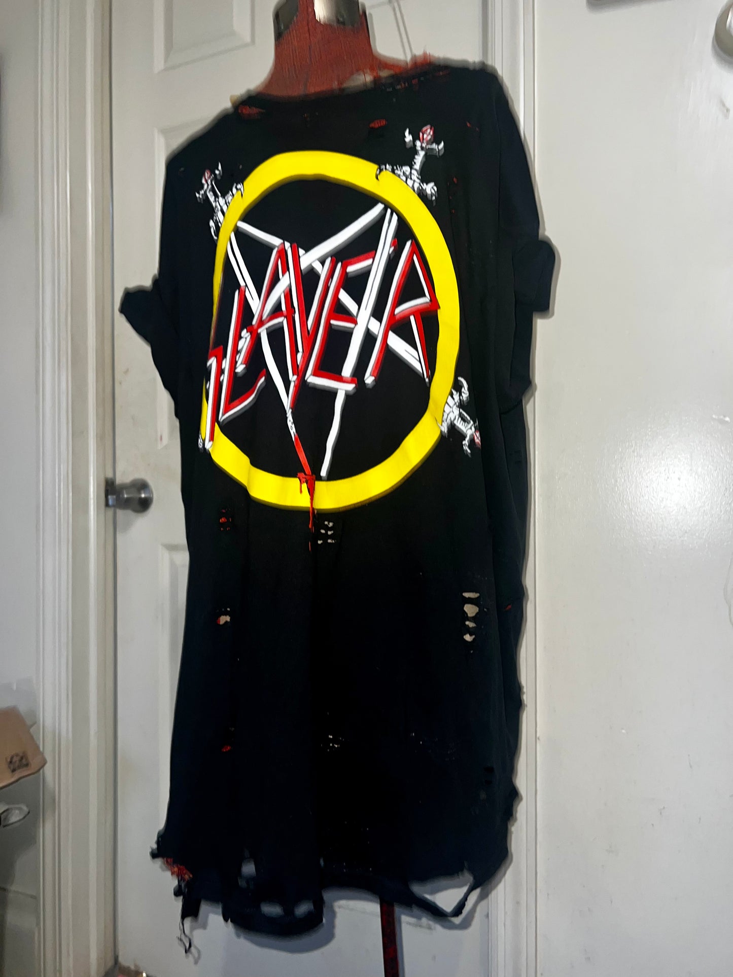 Slayer Distressed Oversized Double-Sided Tee