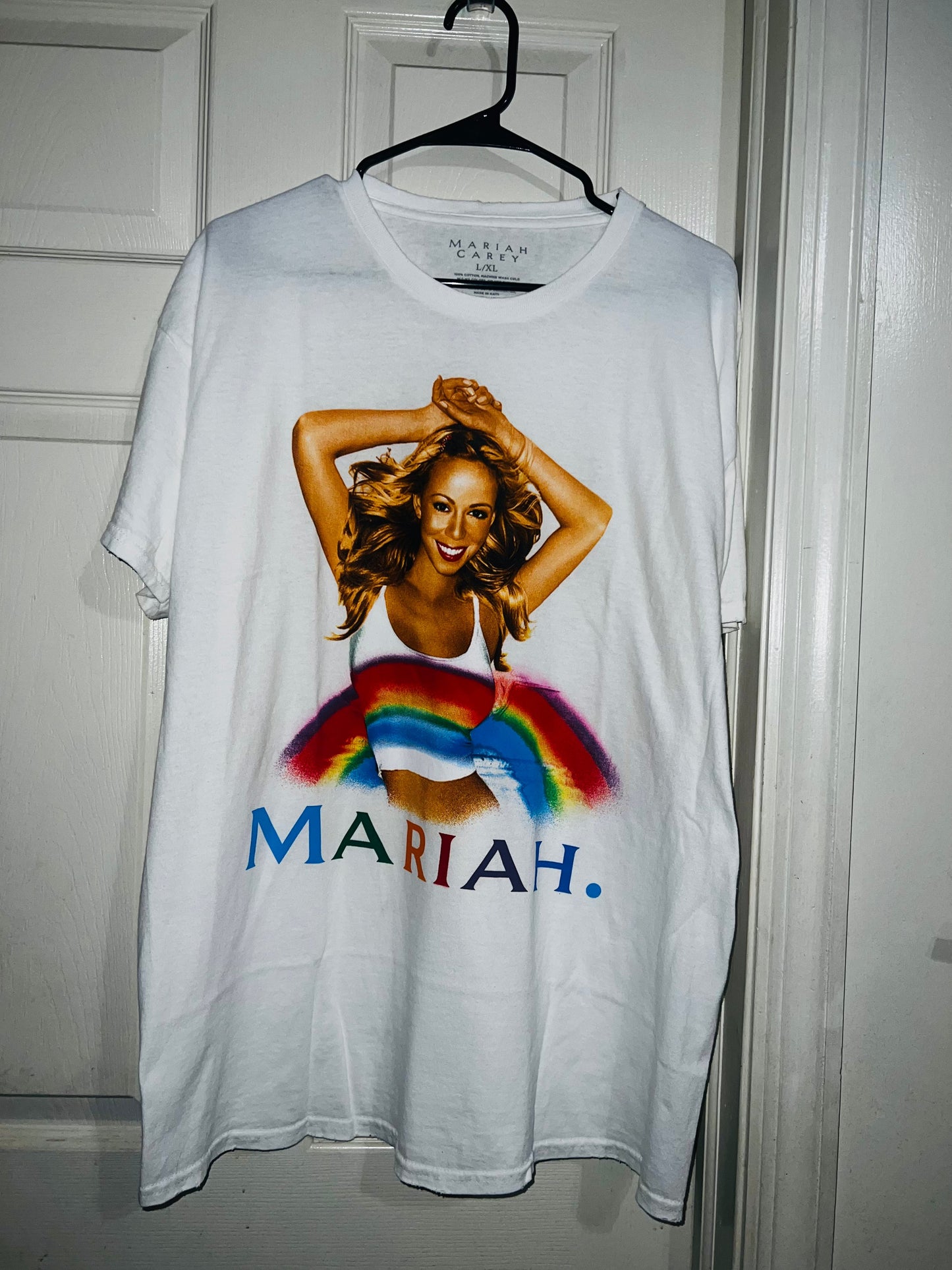 Mariah Carey Rainbow Oversized Distressed Tee