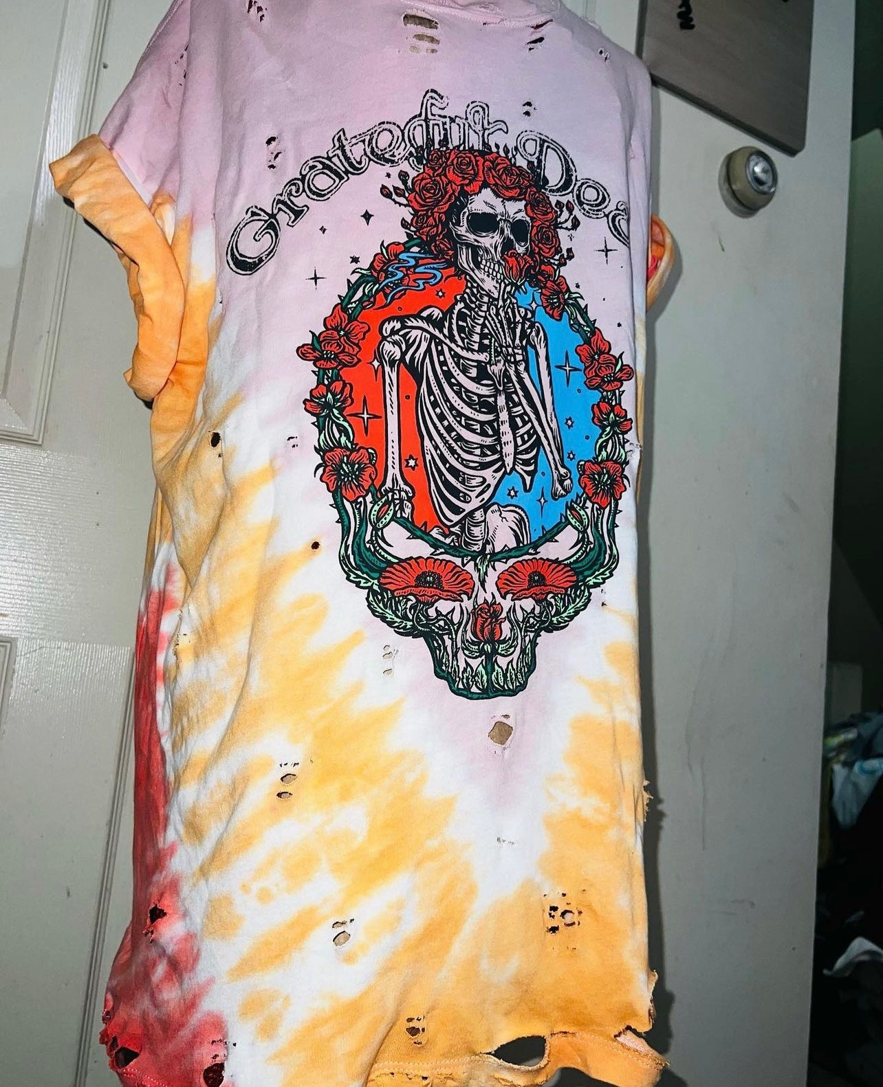 Tie Dye Grateful Dead Oversized Distressed Tee (customizable)