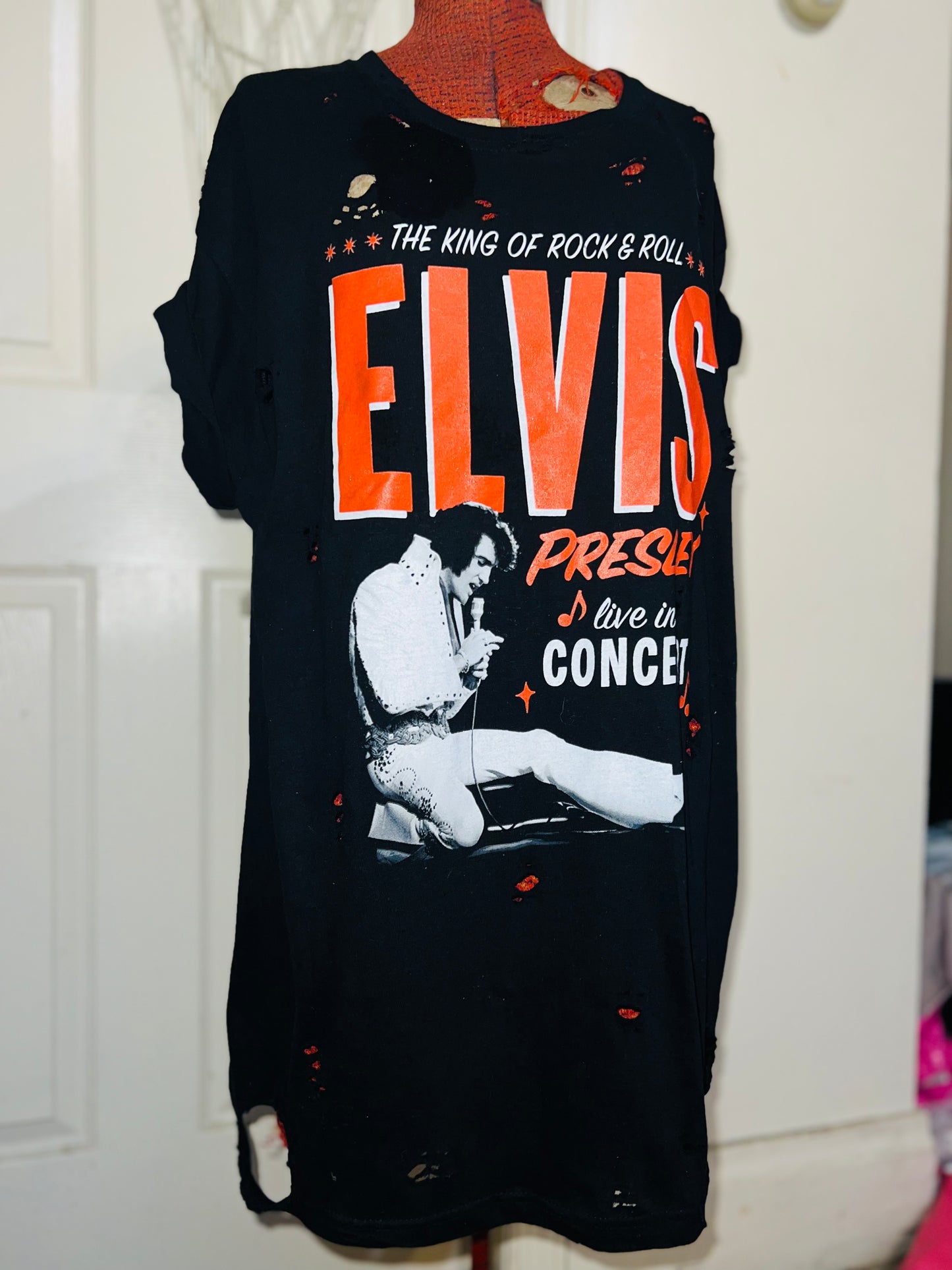 Elvis Presley Live in Concert Oversized Distressed Tee