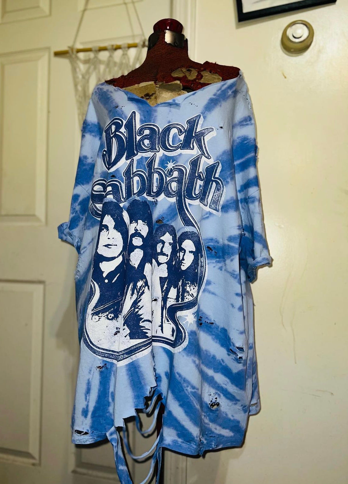 Distressed Oversized Black Sabbath Purple Tie Die shirt