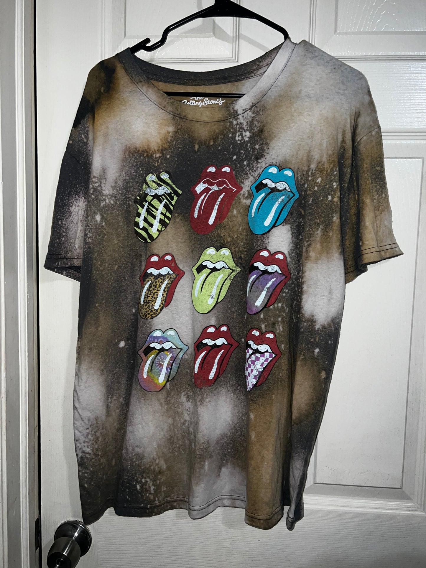 Bleached The Rolling Stones Multi Color Distressed Tee
