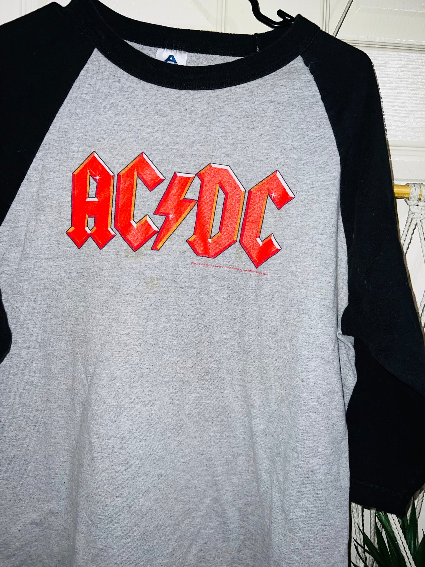 AC/DC Vintage Raglan Oversized Distressed Long Sleeve
