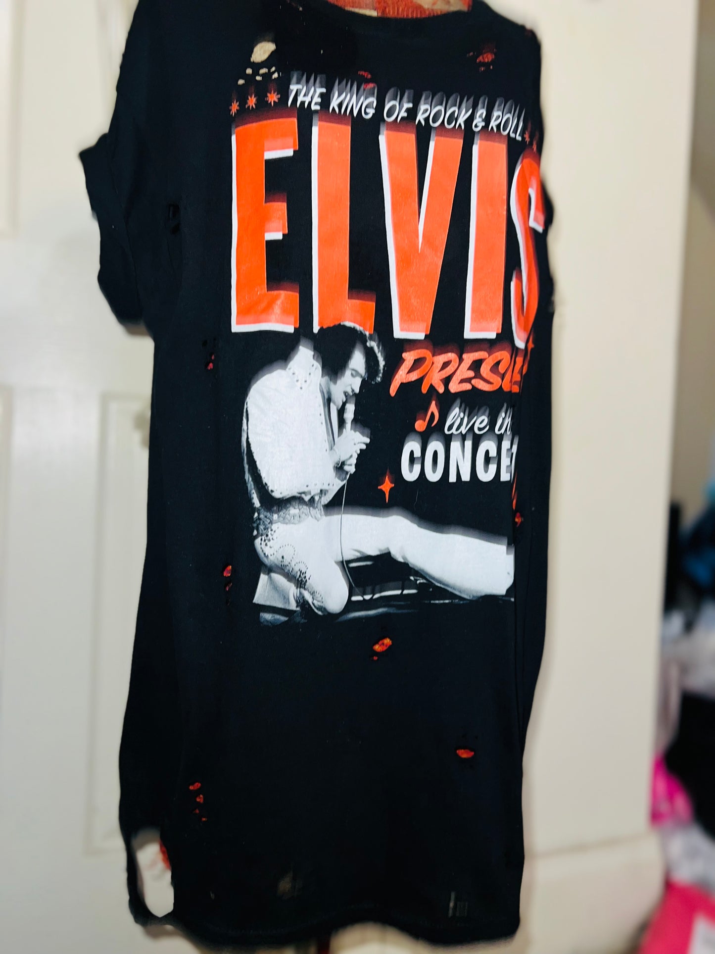 Elvis Presley Live in Concert Oversized Distressed Tee