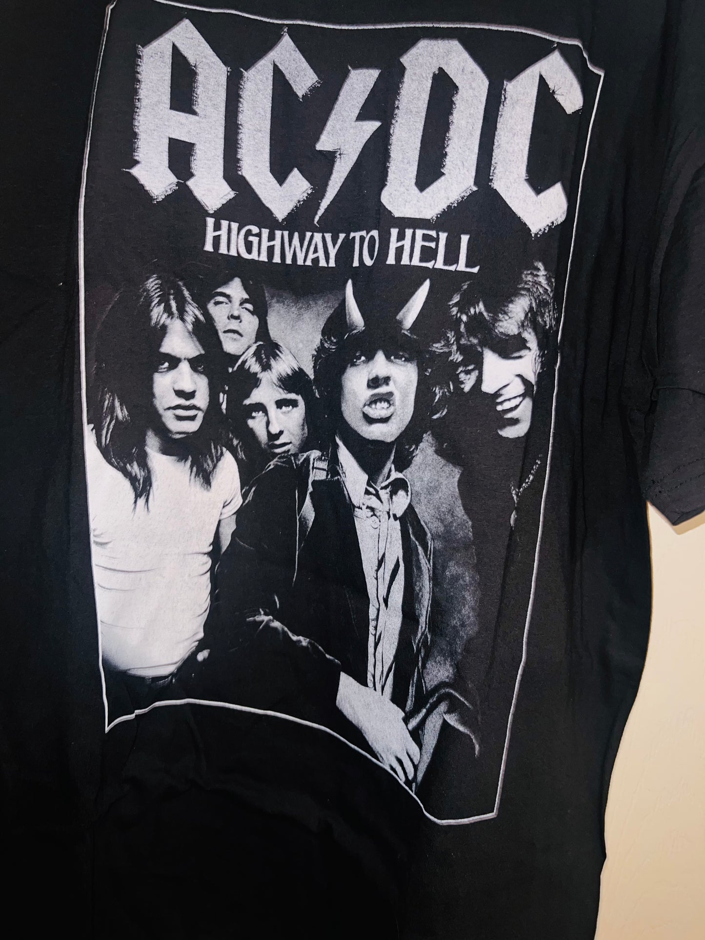 AC/DC Highway to Hell Distressed Oversized Tee (UNBLEACHED)