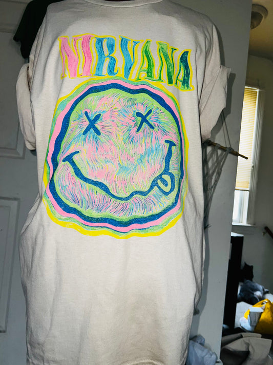 Nirvana Colorful Oversized Distressed Tee