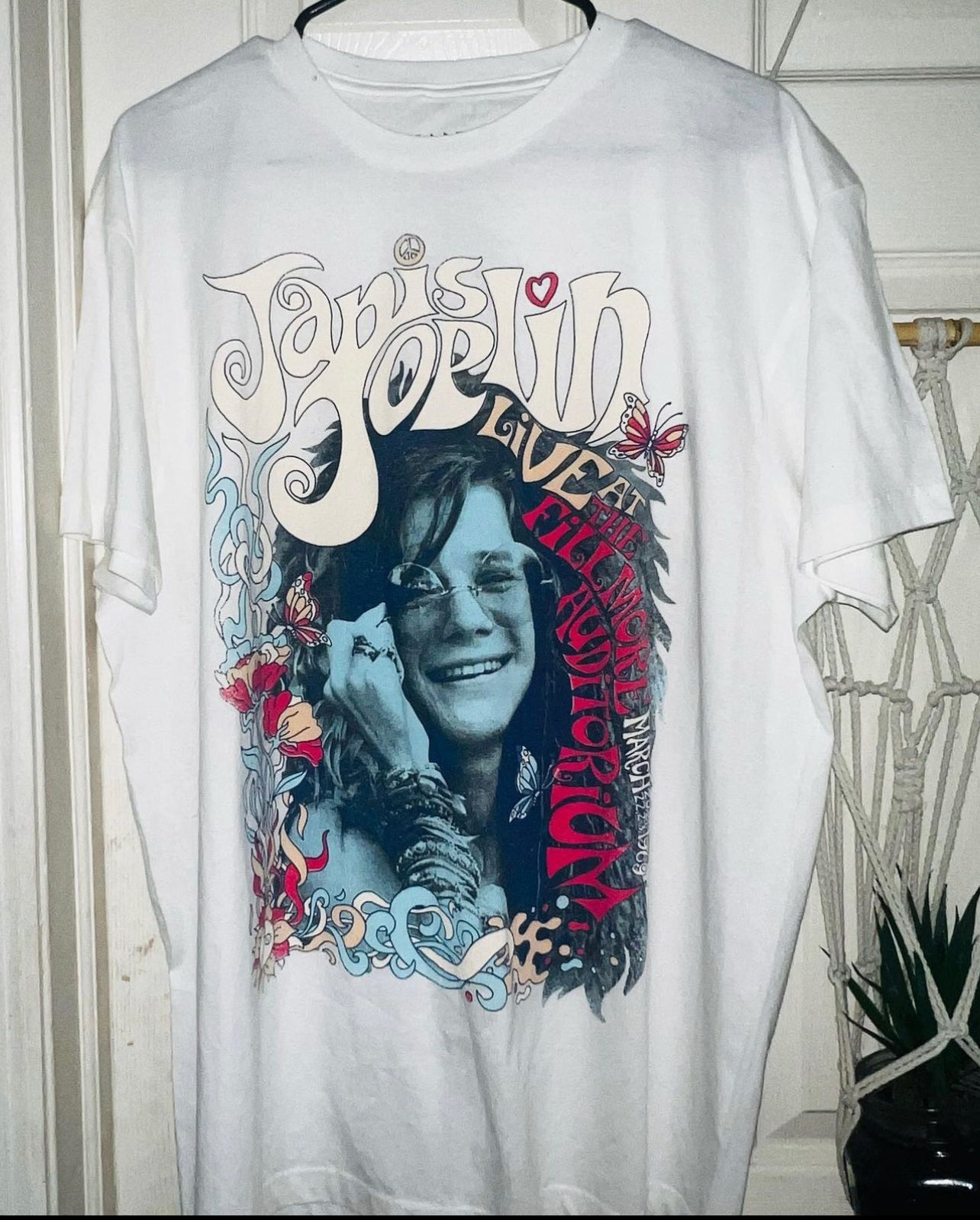 Janis Joplin Double Sided Live Distressed Oversized Tee
