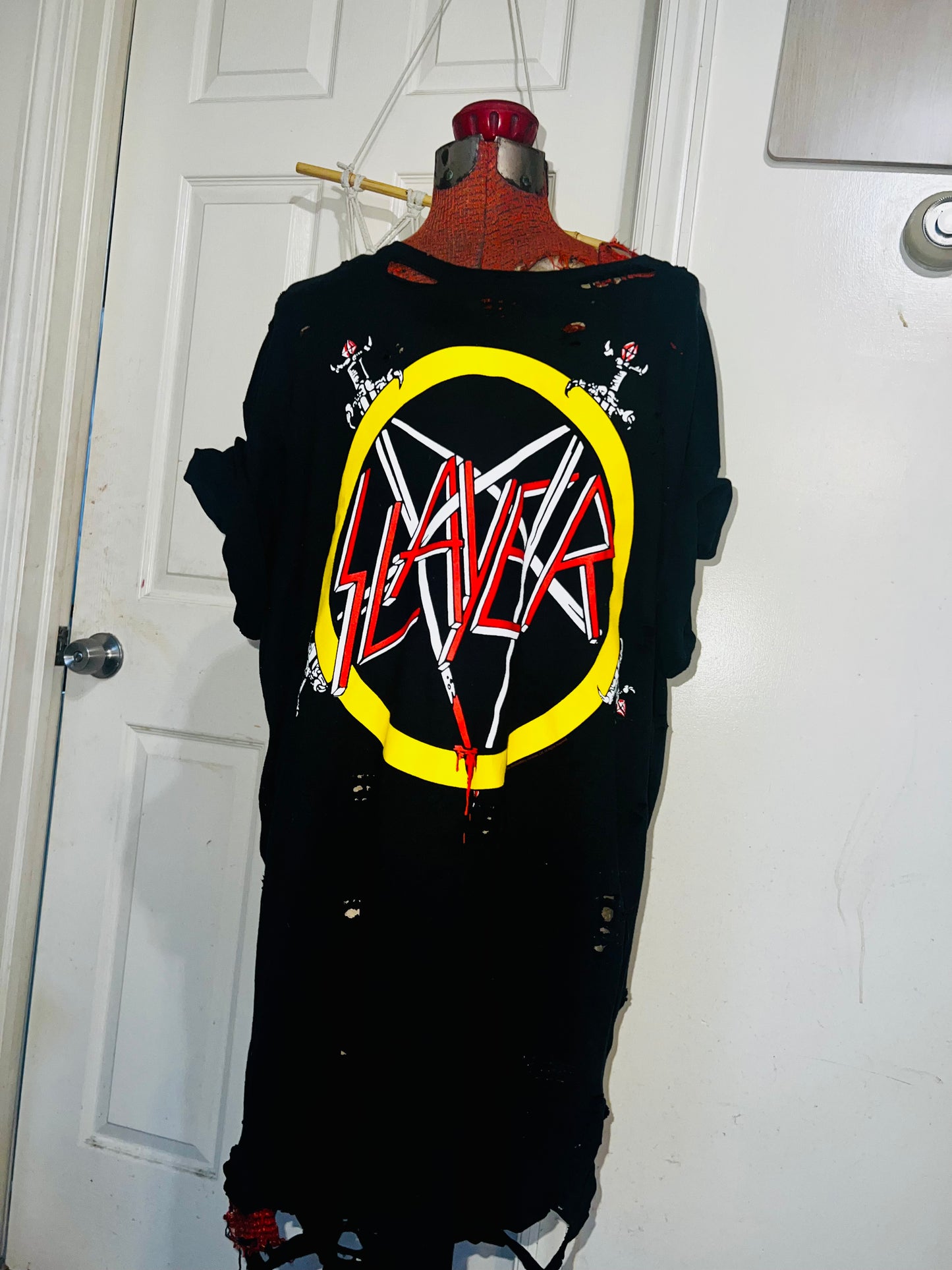 Slayer Distressed Oversized Double-Sided Tee