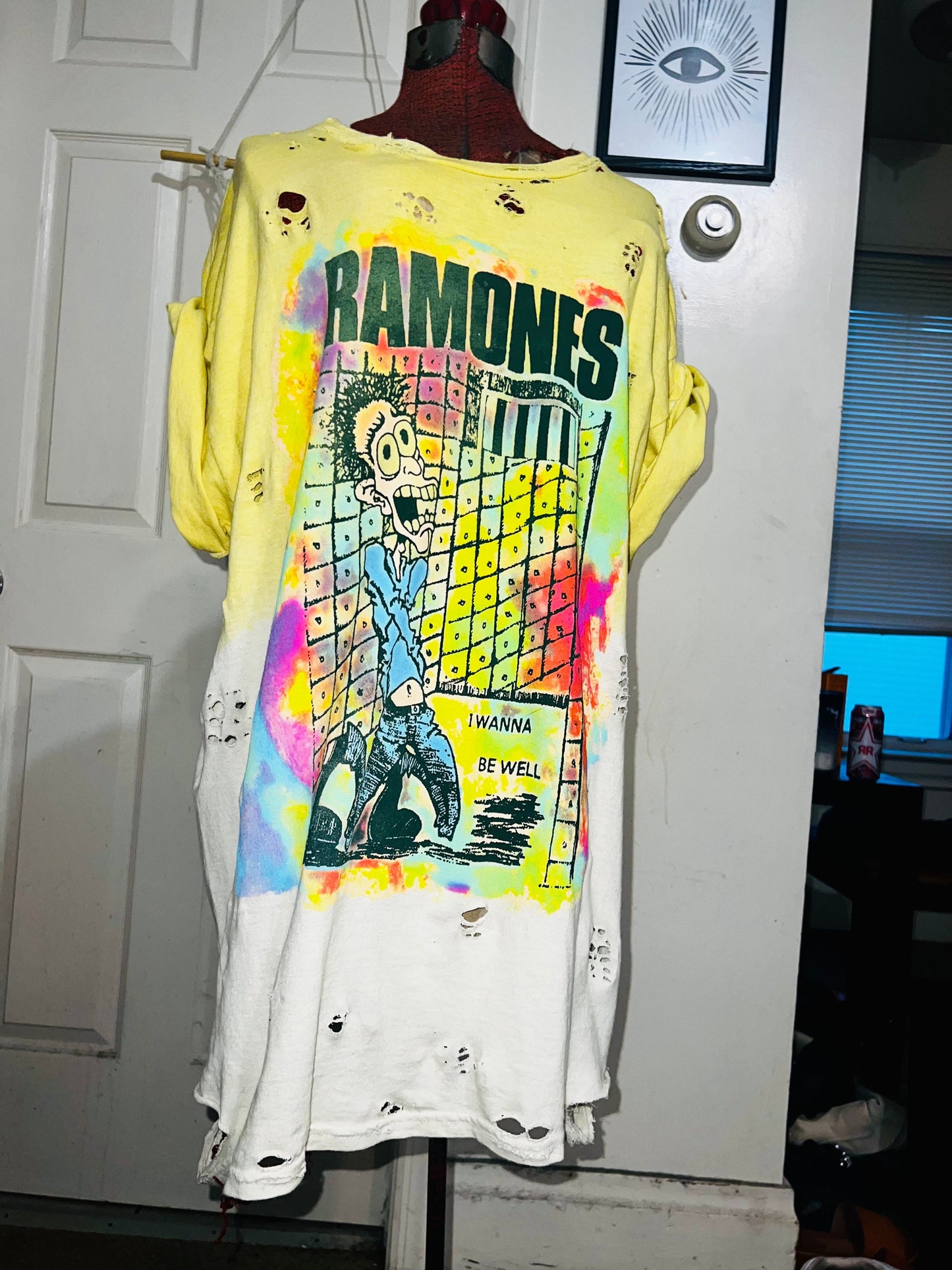 Ramones Tie Dye Double Sided Oversized Distressed Tee