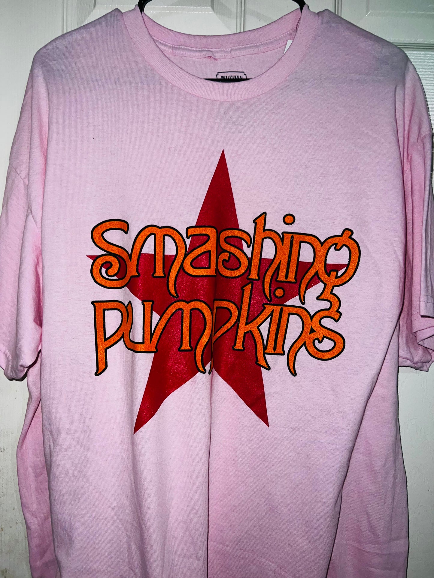 Smashing Pumpkins Logo Oversized Distressed Pink Tee