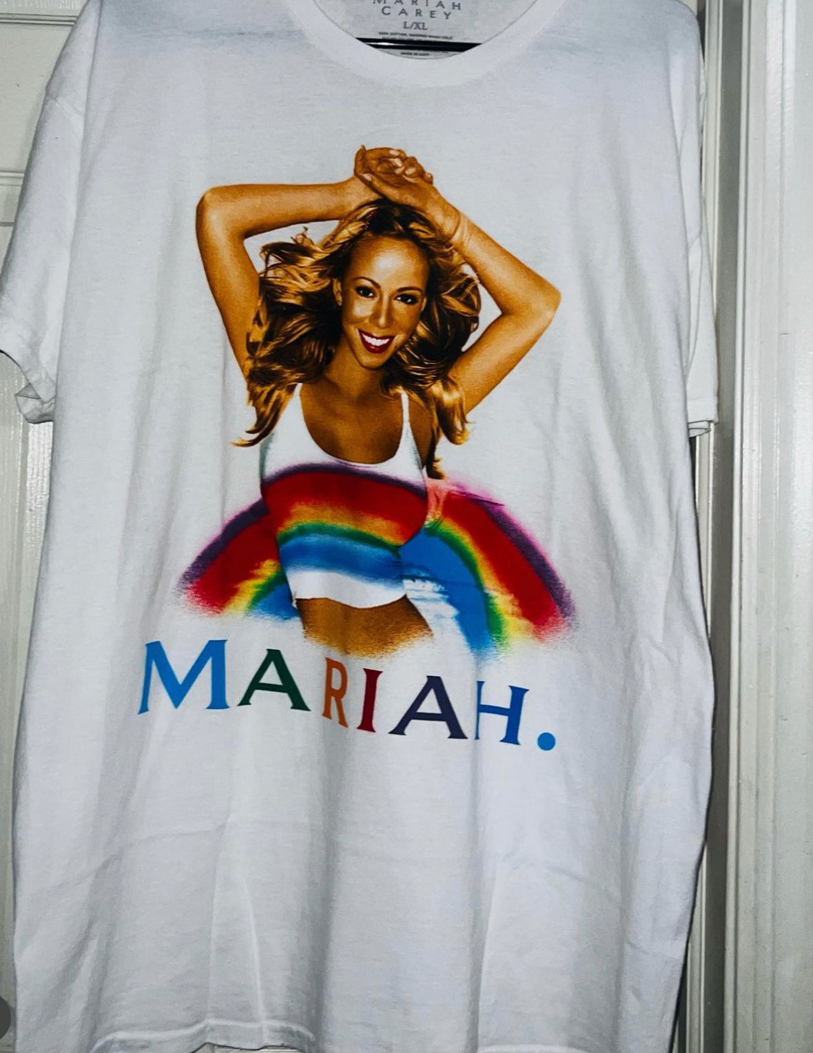 Mariah Carey Rainbow Oversized Distressed Tee