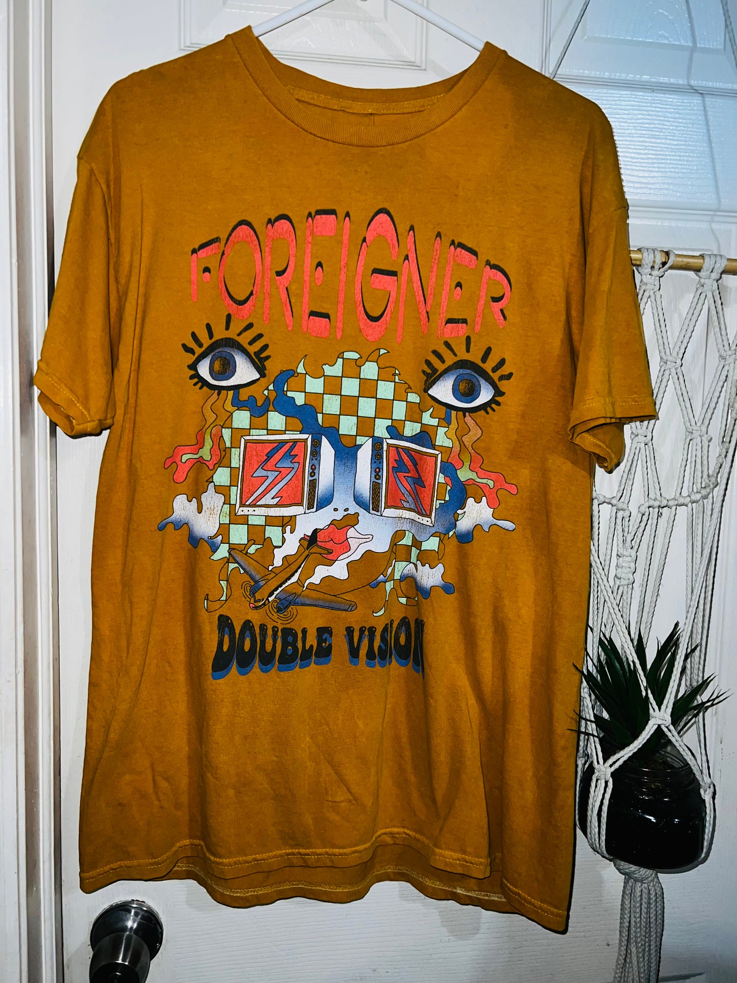 Foreigner “Double Vision” Oversized Distressed Tee