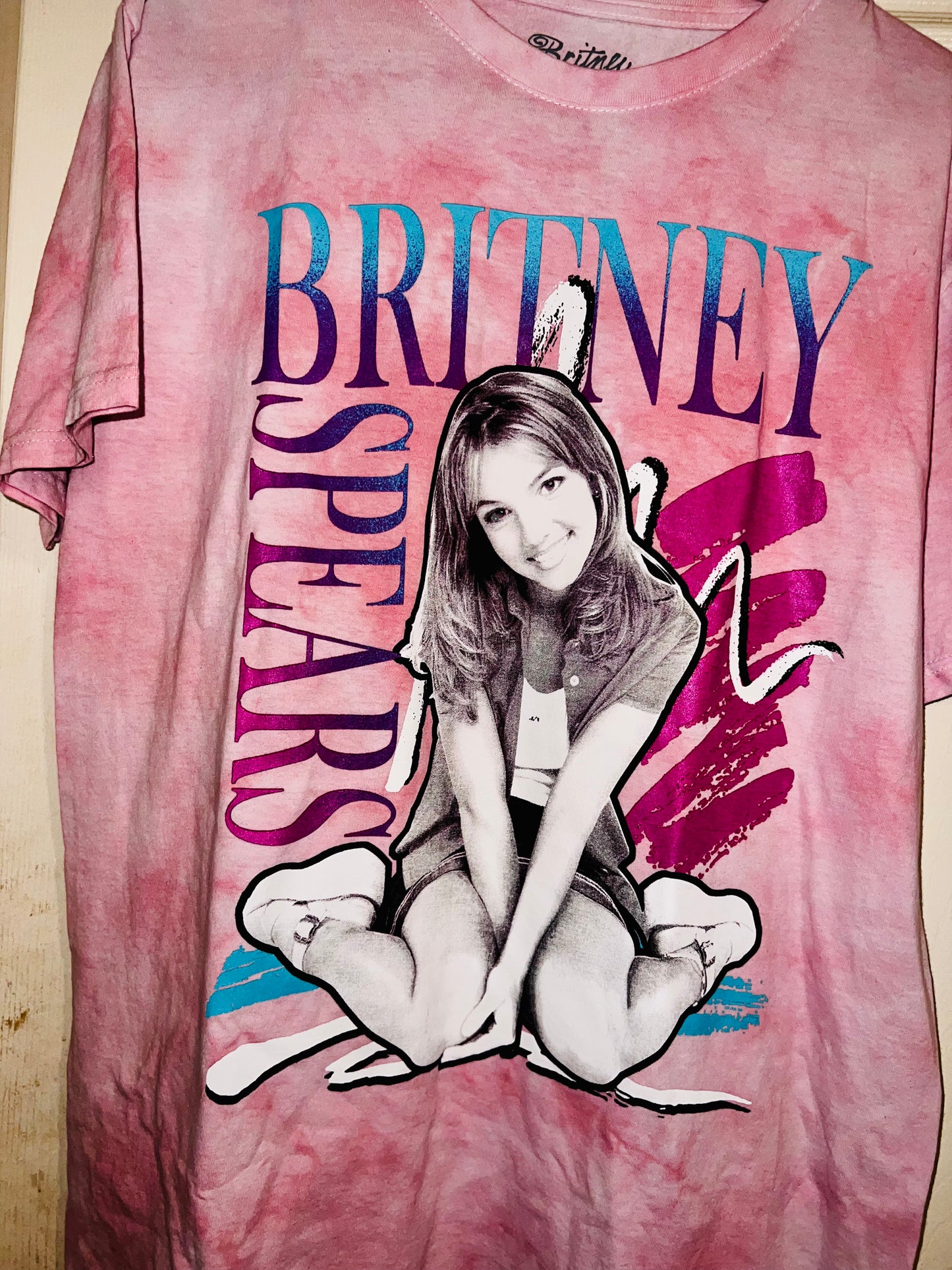 Britney Spears Tie Dye Oversized Distressed Tee