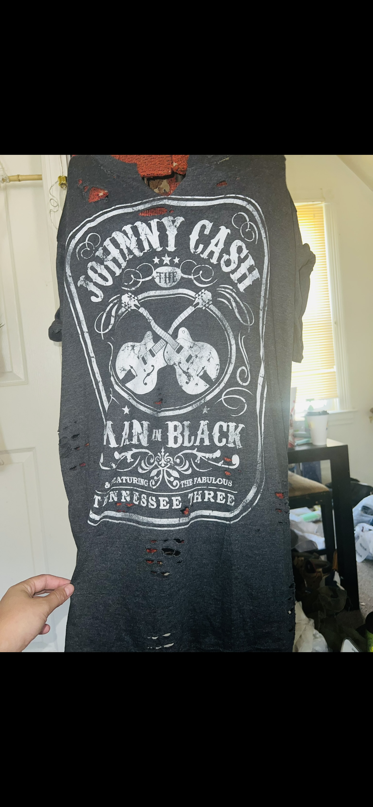 Johnny Cash Oversized Distressed Tee