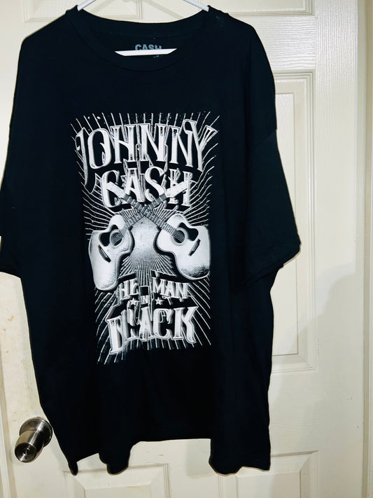 Johnny Cash “Man in Black” OS Distressed Tee