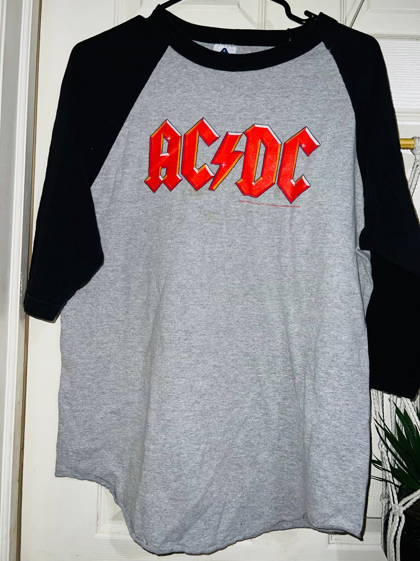 AC/DC Vintage Raglan Oversized Distressed Long Sleeve