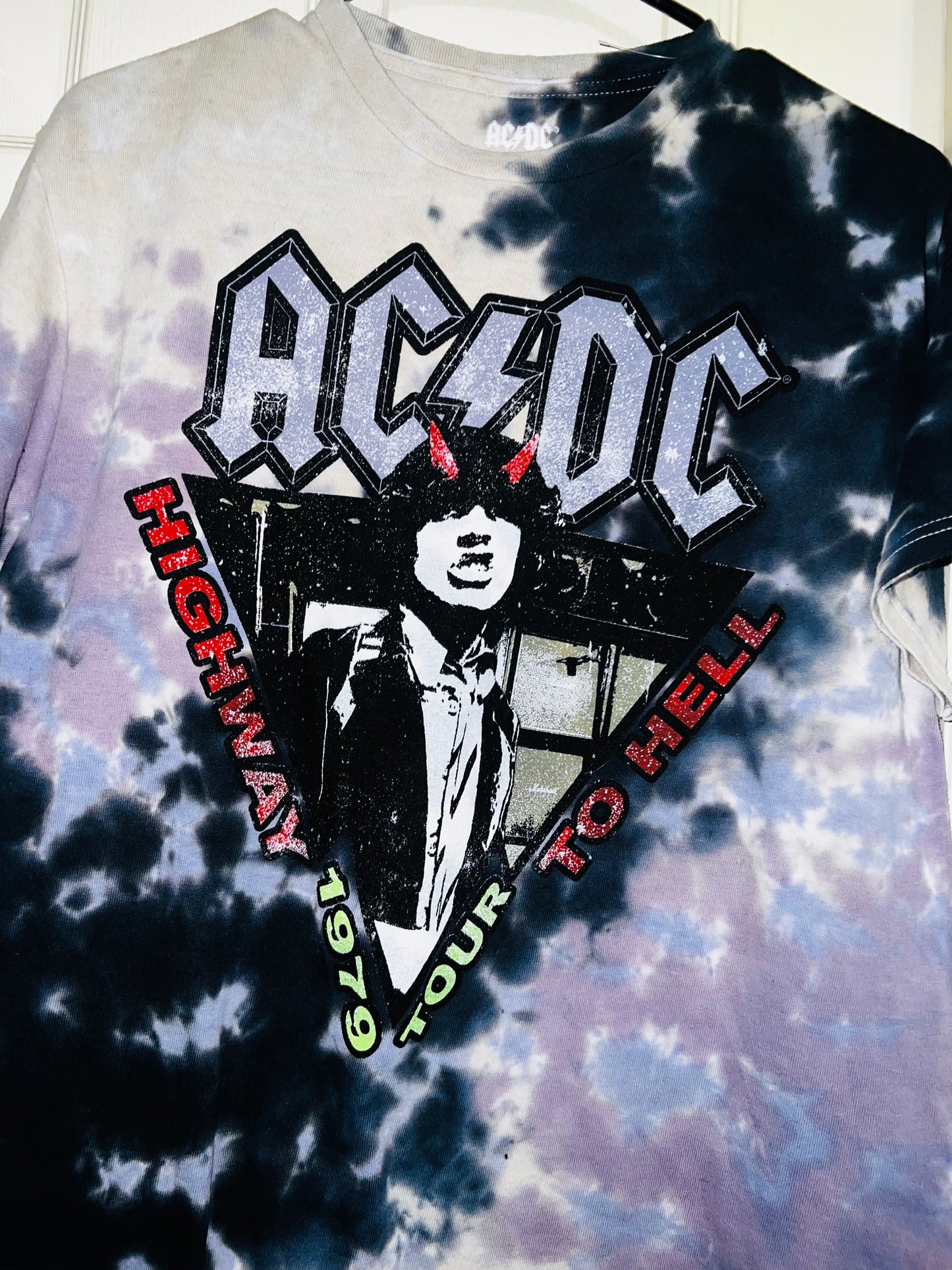 AC/DC 1979 Tie Dye Distressed Tee