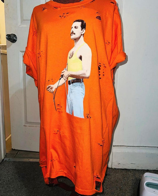 Freddie Mercury Oversized Distressed Double Sided Tee (customizable)