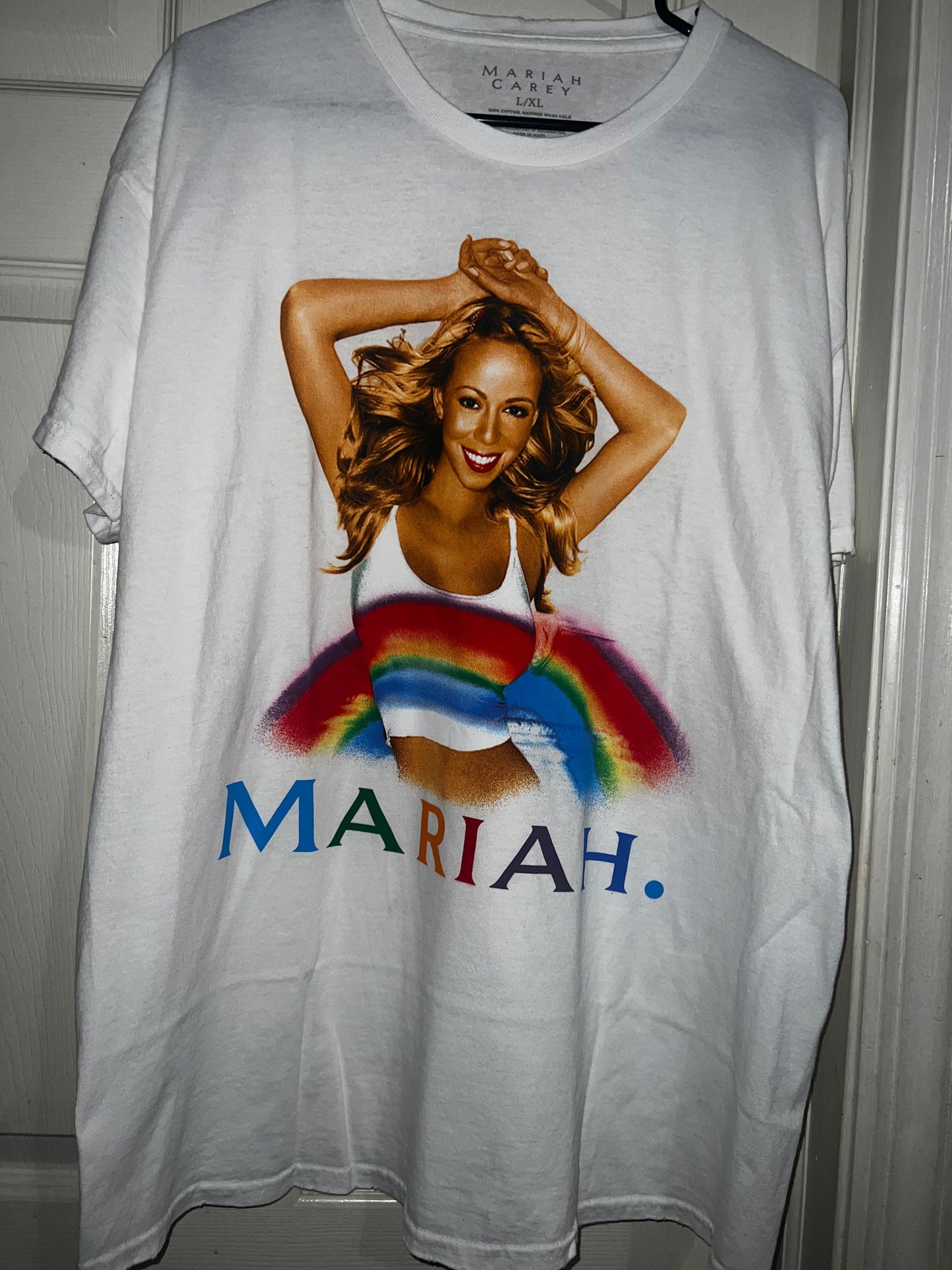 Mariah Carey Rainbow Oversized Distressed Tee