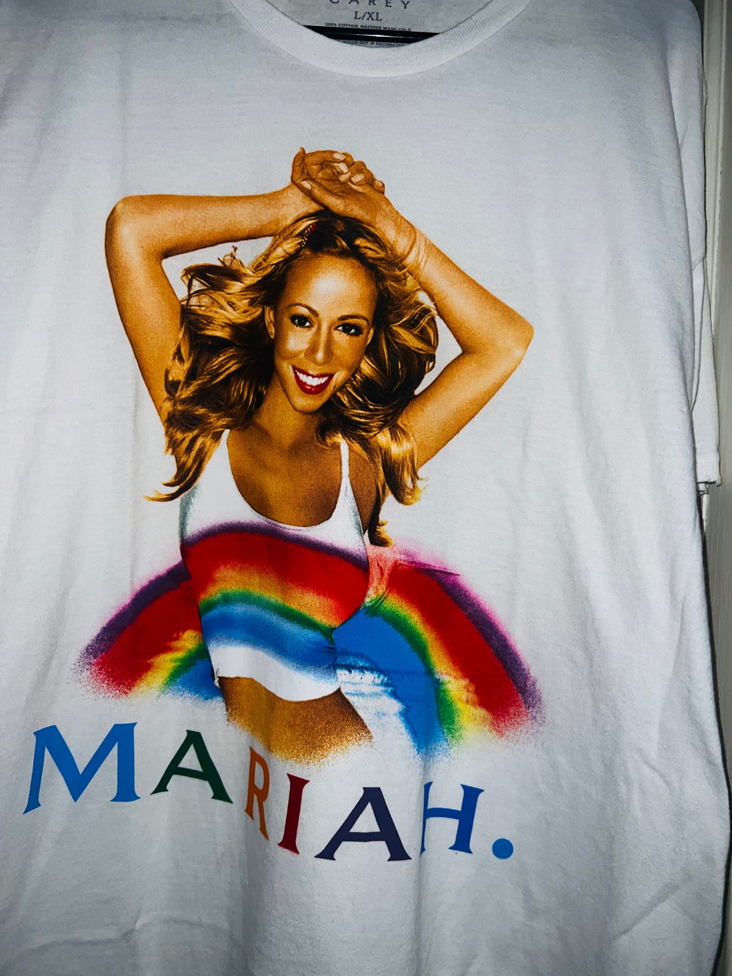 Mariah Carey Rainbow Oversized Distressed Tee