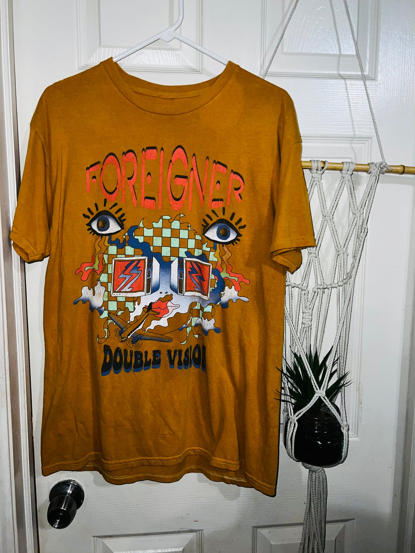 Foreigner “Double Vision” Oversized Distressed Tee