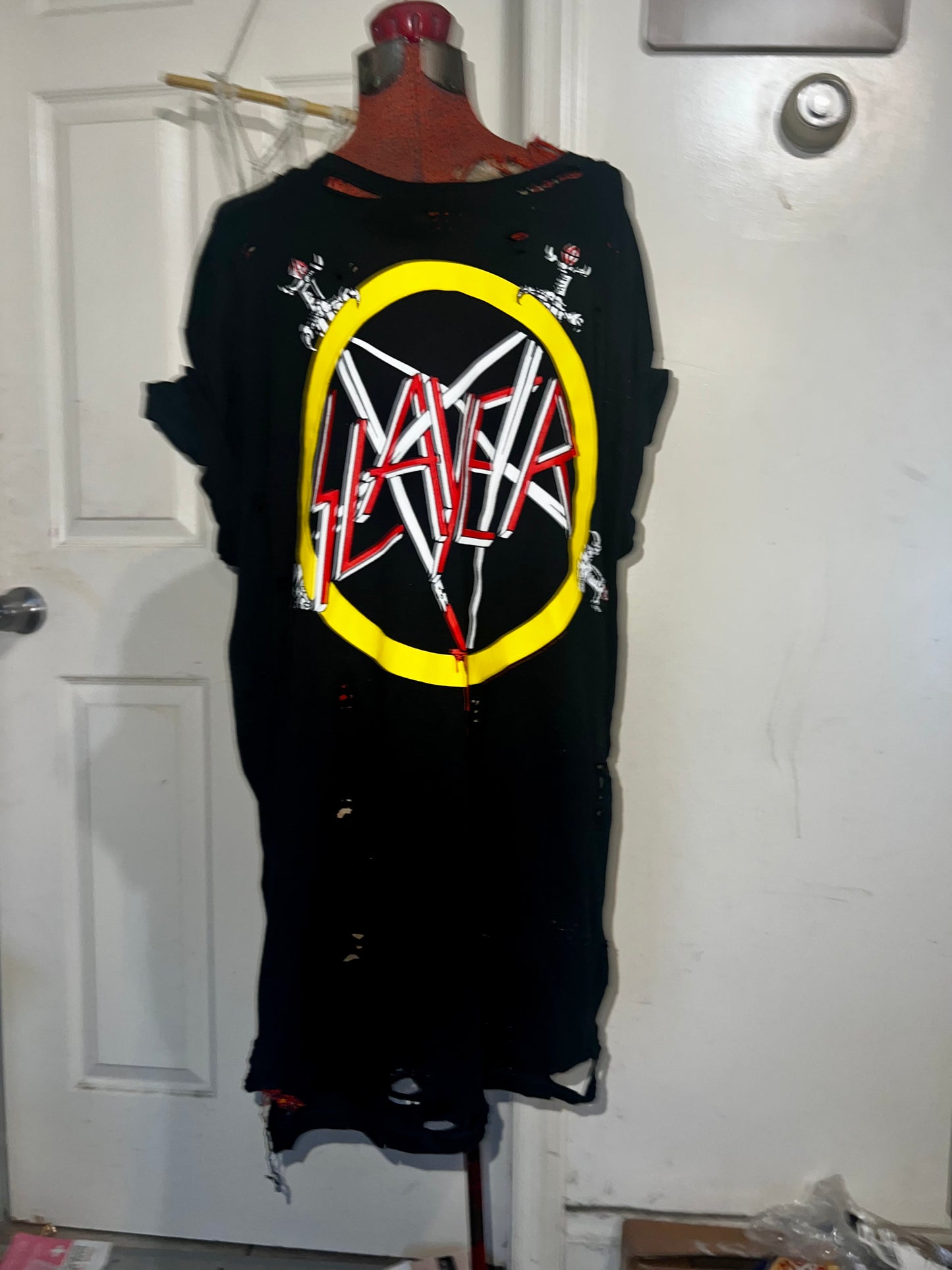 Slayer Distressed Oversized Double-Sided Tee