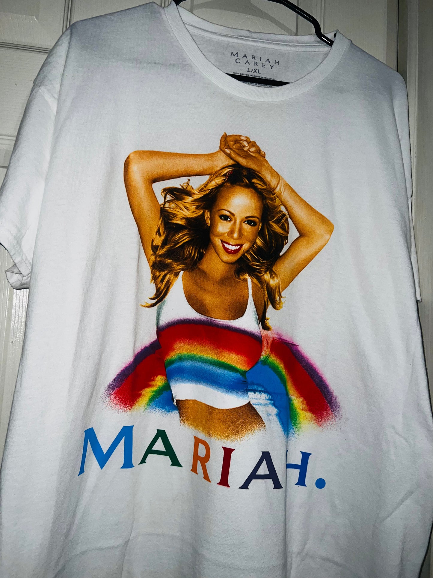 Mariah Carey Rainbow Oversized Distressed Tee