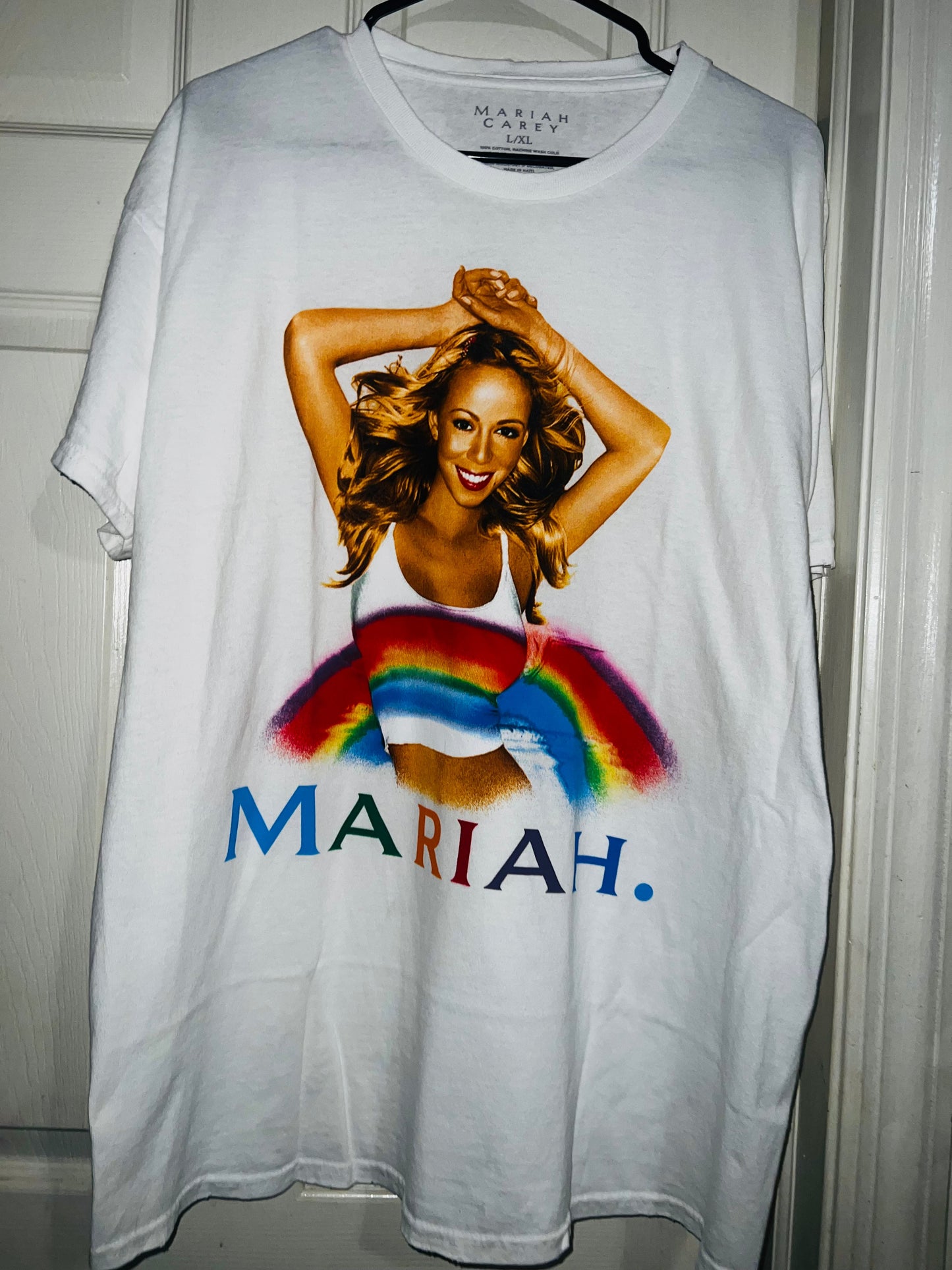 Mariah Carey Rainbow Oversized Distressed Tee