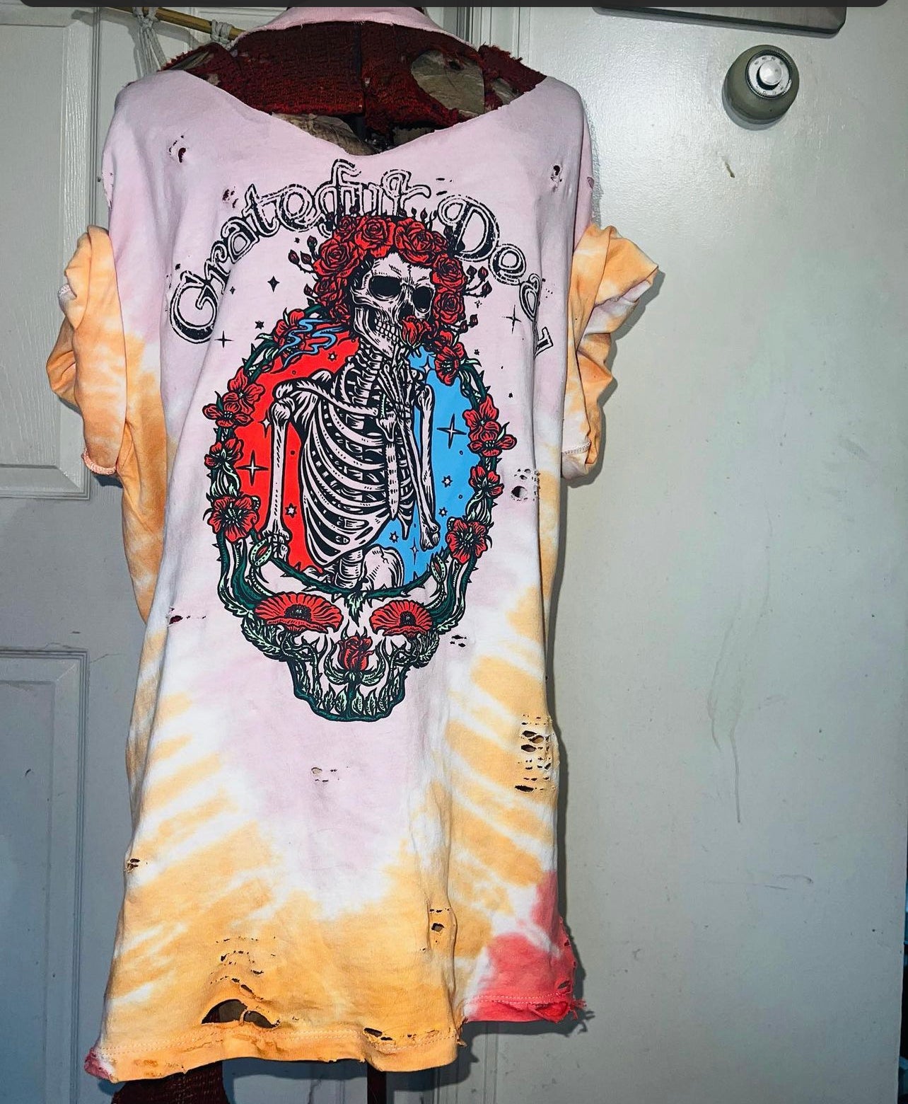 Tie Dye Grateful Dead Oversized Distressed Tee (customizable)