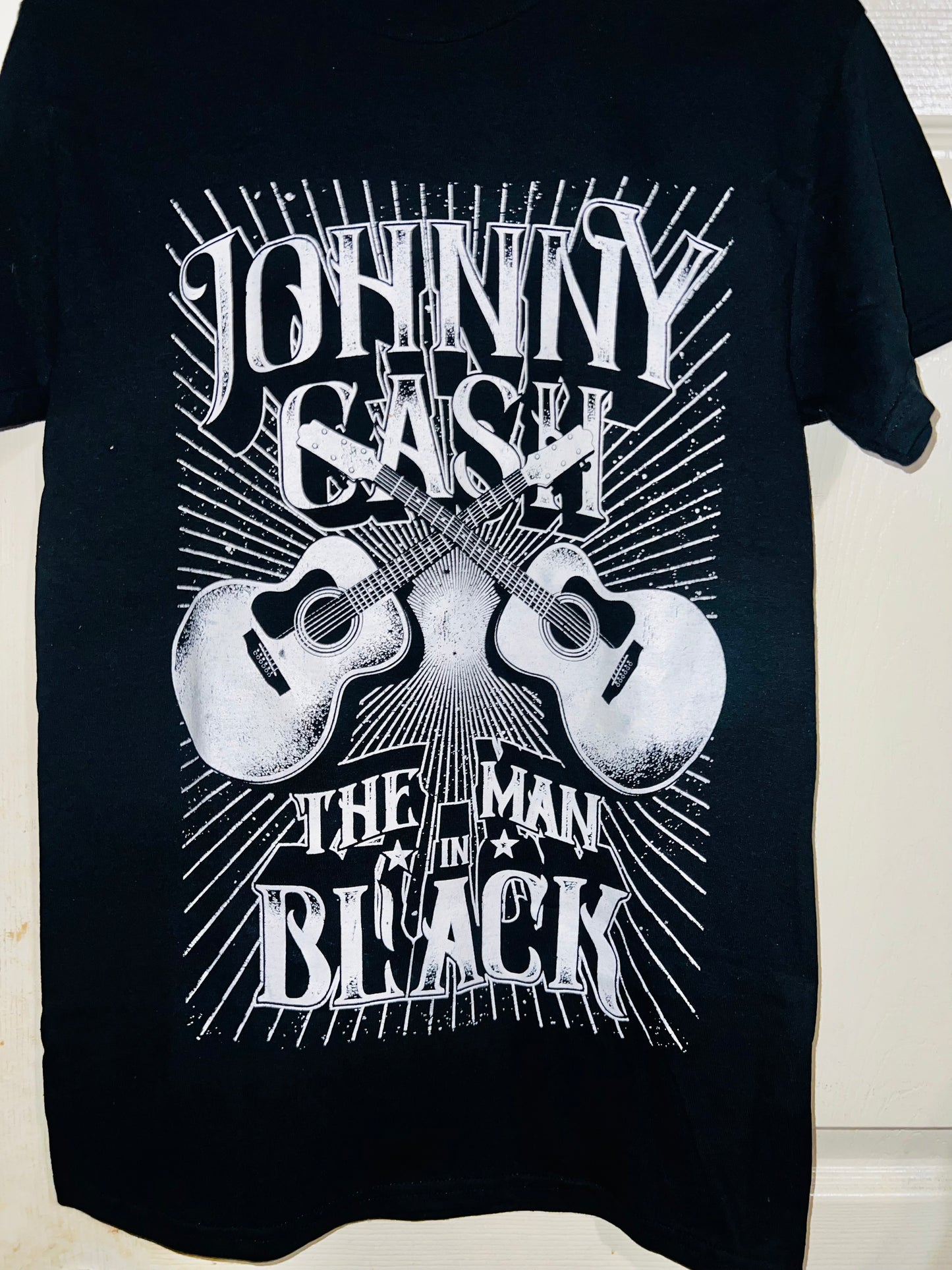 Johnny Cash “Man in Black” OS Distressed Tee