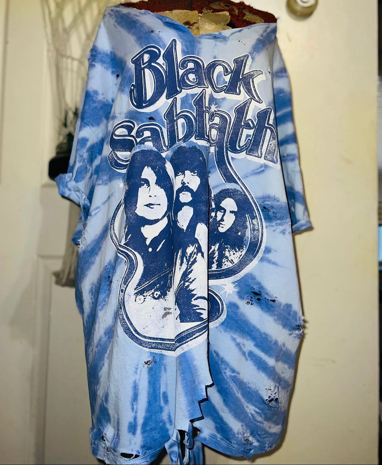 Distressed Oversized Black Sabbath Purple Tie Die shirt