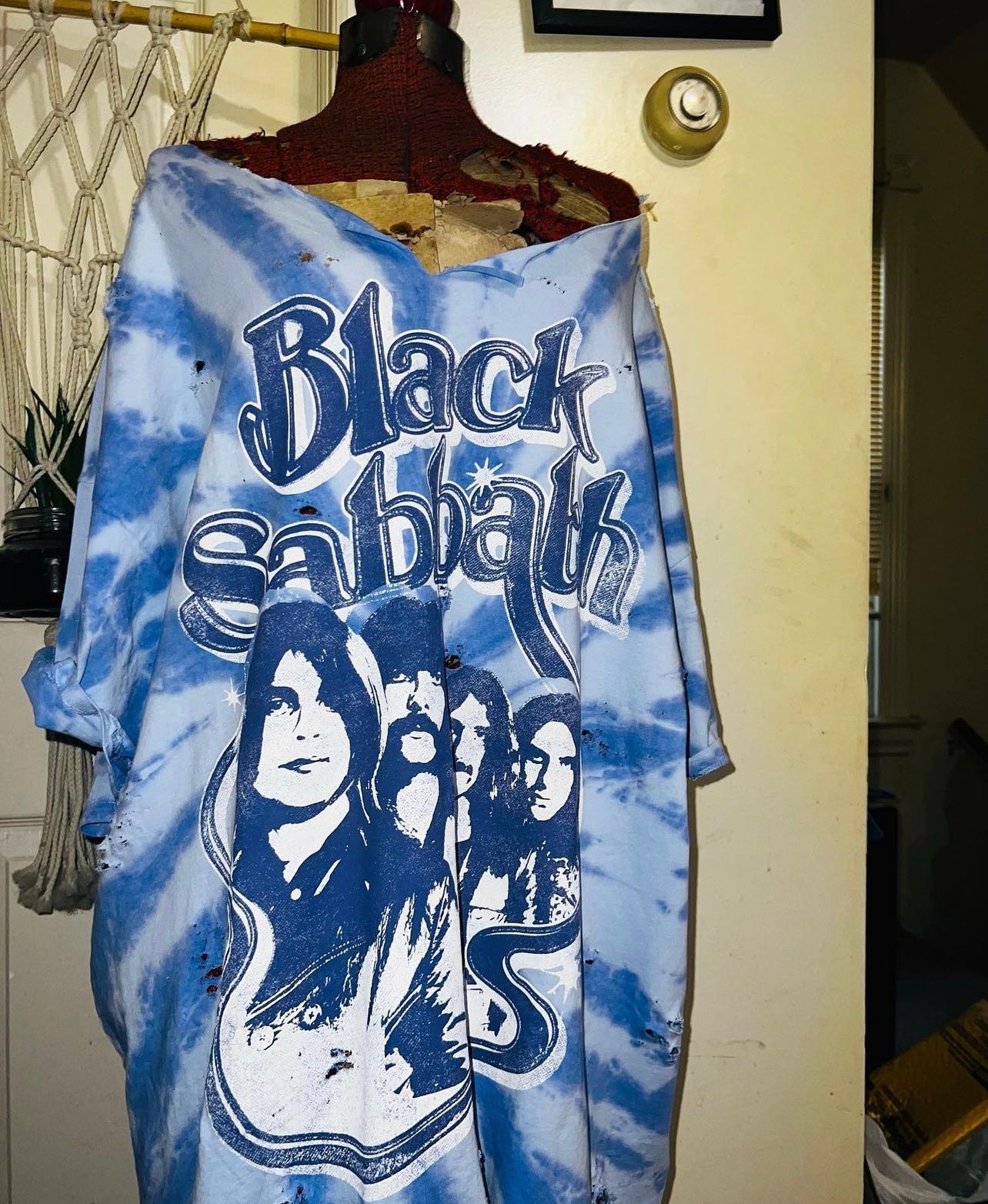 Distressed Oversized Black Sabbath Purple Tie Die shirt