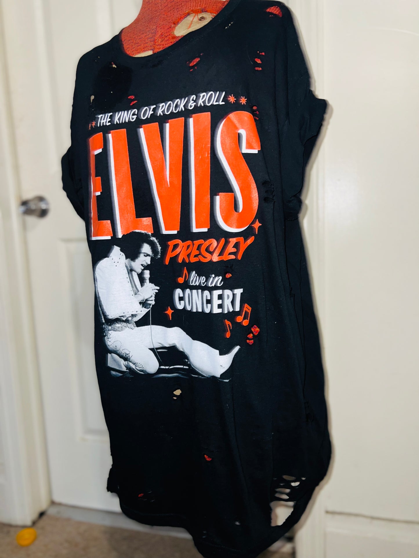 Elvis Presley Live in Concert Oversized Distressed Tee