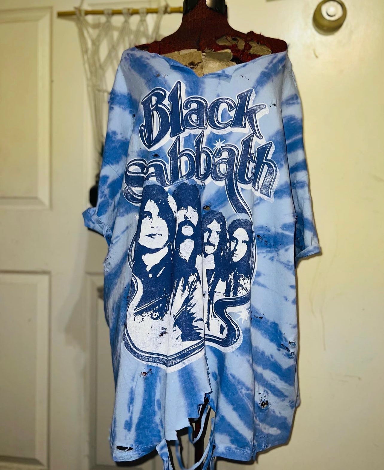 Distressed Oversized Black Sabbath Purple Tie Die shirt