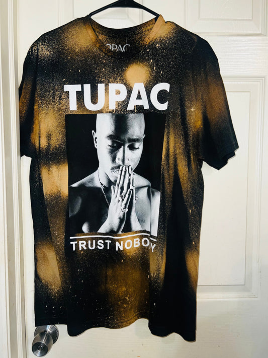Tupac Bleached Oversized Distressed Tee