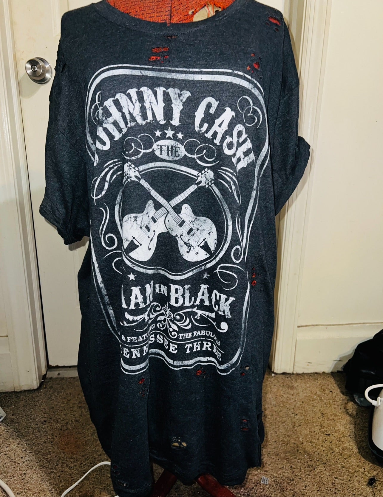 Johnny Cash Oversized Distressed Tee